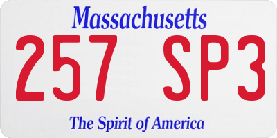 MA license plate 257SP3