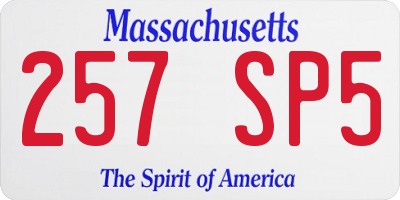 MA license plate 257SP5