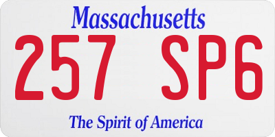 MA license plate 257SP6