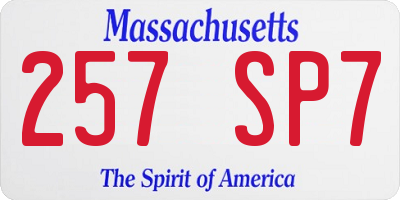 MA license plate 257SP7