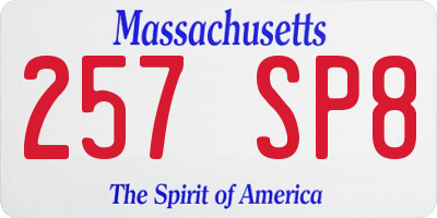 MA license plate 257SP8