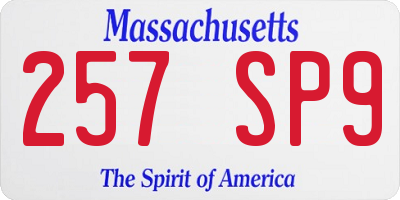 MA license plate 257SP9