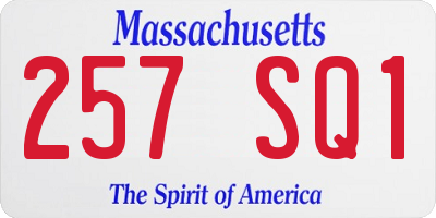 MA license plate 257SQ1