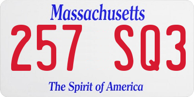 MA license plate 257SQ3
