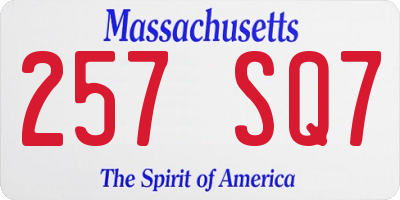 MA license plate 257SQ7