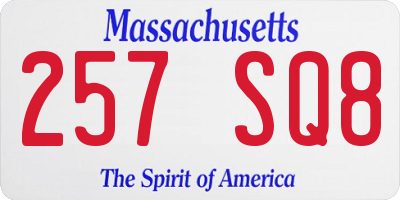 MA license plate 257SQ8