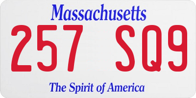 MA license plate 257SQ9