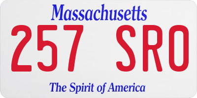 MA license plate 257SR0