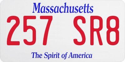 MA license plate 257SR8