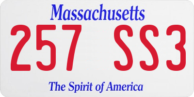 MA license plate 257SS3