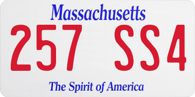 MA license plate 257SS4