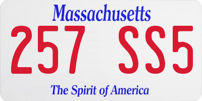 MA license plate 257SS5