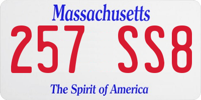 MA license plate 257SS8