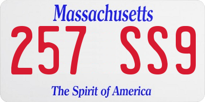 MA license plate 257SS9