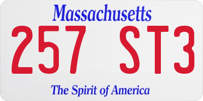 MA license plate 257ST3
