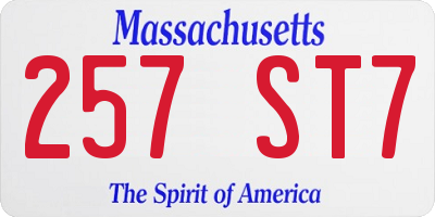 MA license plate 257ST7