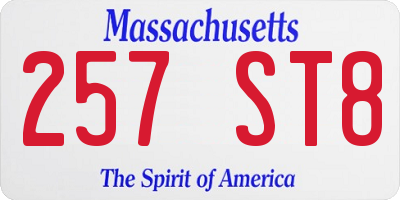 MA license plate 257ST8