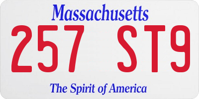 MA license plate 257ST9