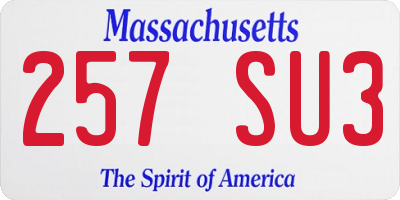 MA license plate 257SU3