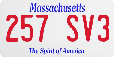 MA license plate 257SV3