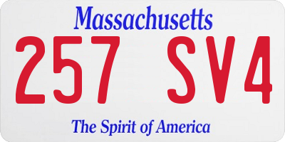 MA license plate 257SV4