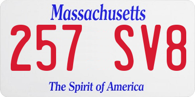 MA license plate 257SV8