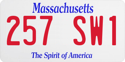 MA license plate 257SW1