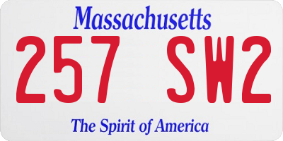 MA license plate 257SW2