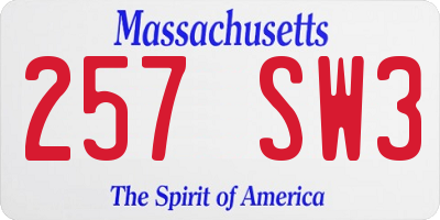 MA license plate 257SW3