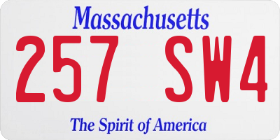 MA license plate 257SW4