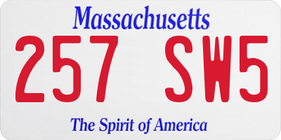 MA license plate 257SW5