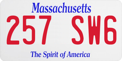 MA license plate 257SW6
