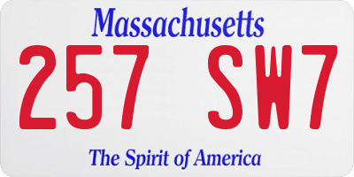 MA license plate 257SW7