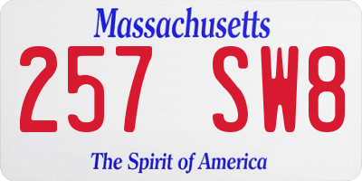 MA license plate 257SW8