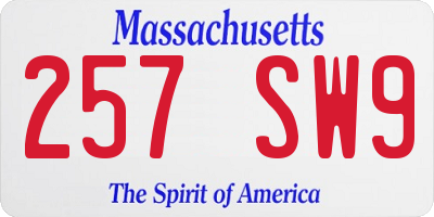 MA license plate 257SW9