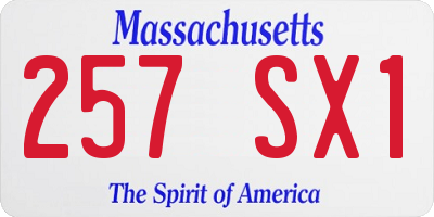 MA license plate 257SX1
