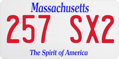 MA license plate 257SX2