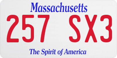 MA license plate 257SX3
