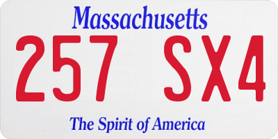 MA license plate 257SX4