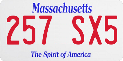 MA license plate 257SX5