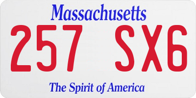 MA license plate 257SX6