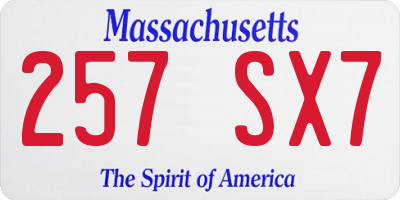 MA license plate 257SX7