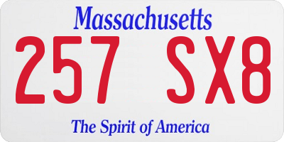 MA license plate 257SX8