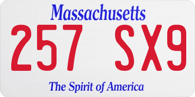 MA license plate 257SX9