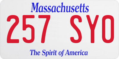 MA license plate 257SY0