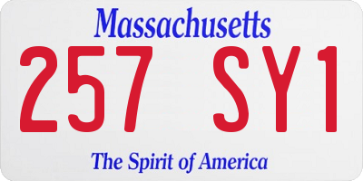MA license plate 257SY1