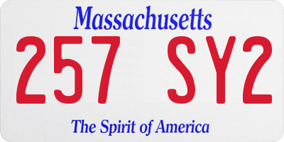 MA license plate 257SY2