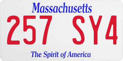 MA license plate 257SY4