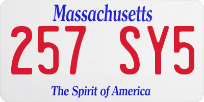 MA license plate 257SY5