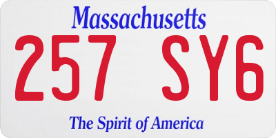 MA license plate 257SY6